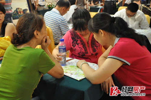 (市民仔细查阅资料)
